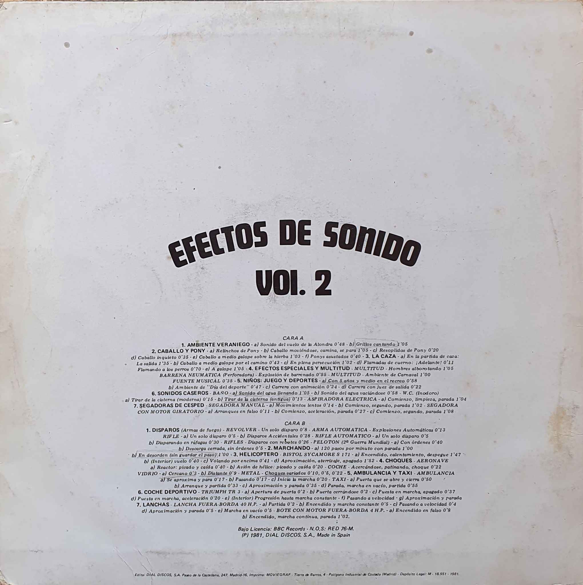 Picture of 51.0106 Efectos de sonido No 2 by artist Various from the BBC records and Tapes library